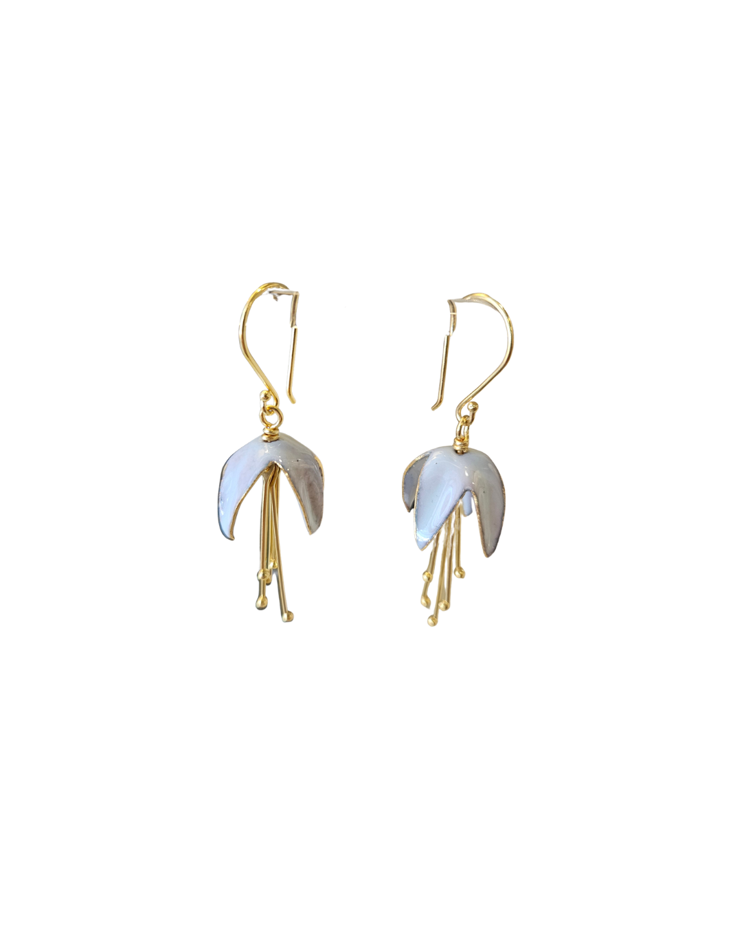 Small Fuchsia Flower Earring {White}