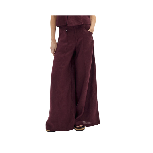 Vincent Linen Pants-Deep Merlot
