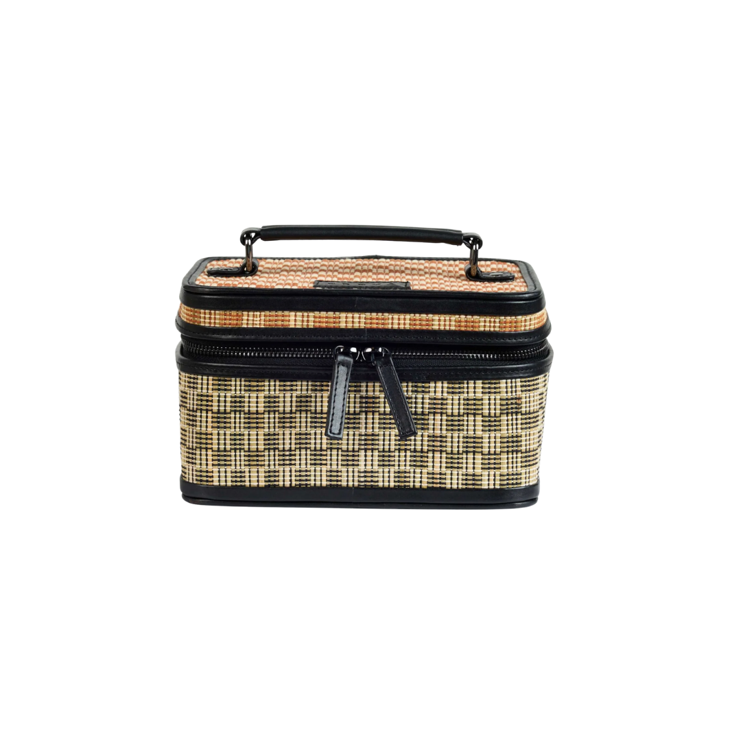 Black/Brown Rattan Train Case