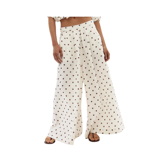 Sabi Linen Pants-Brown Polka Dots