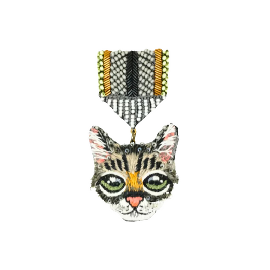 Cat Honor Medal Brooch Pin