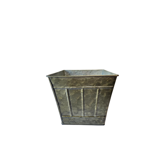 Square Tin Verdigris Planter