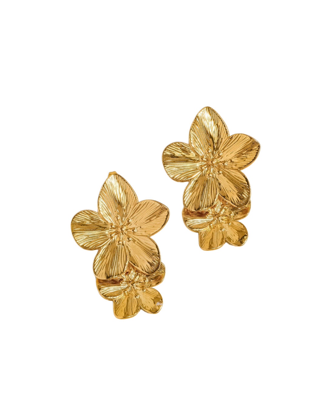 Ivy Gold Statement Stacked Flower Earring