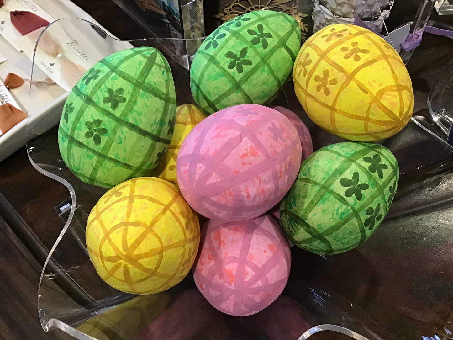 Paper Mache Egg {Green Plaid}